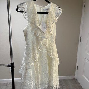 Elliatt Women's Interlude Sleeveless V Neck Ruffle Lace Mini Dress, Medium, NWT